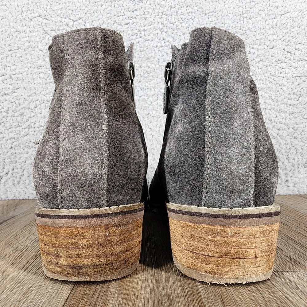 Blondo Waterproof‎ Suede Ankle Booties Side Zip Wooden Heel Women Size 9M Gray